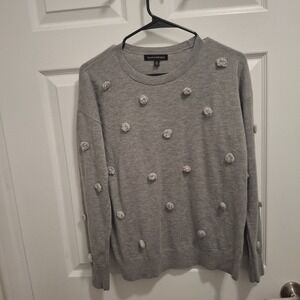 Banana Republic Medium Gray Merino Wool Blend Polka Dot Pullover Sweater